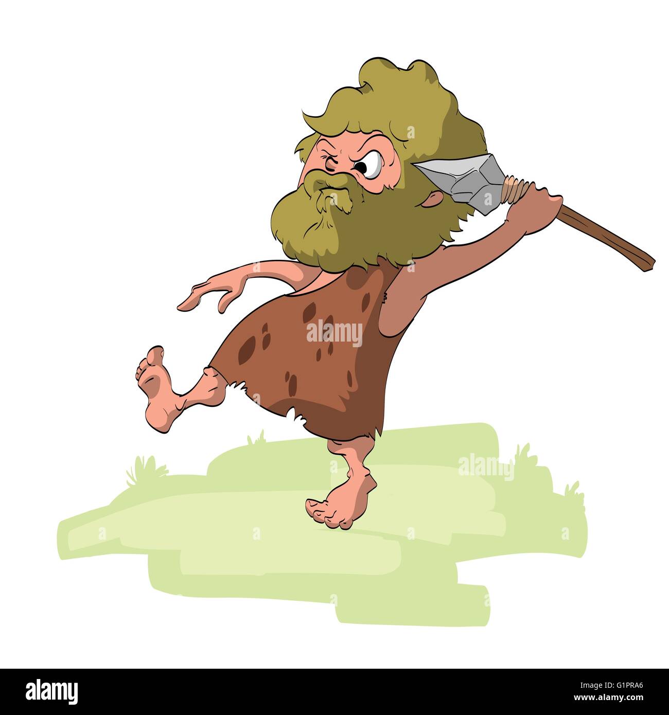 Vector illustration of a hunting cartoon caveman Stock Vector