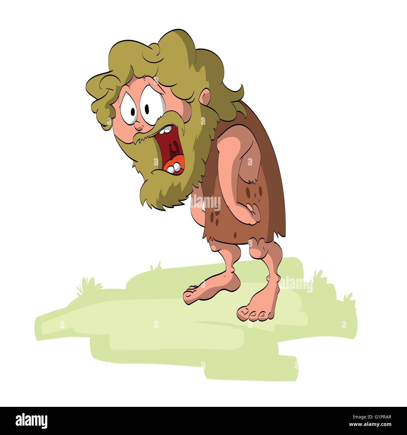 Vector illustration of a surprised cartoon caveman Stock Vector