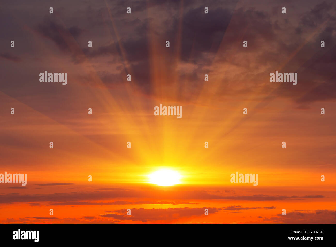 Fiery orange sunset sky. Beautiful sky background Stock Photo - Alamy