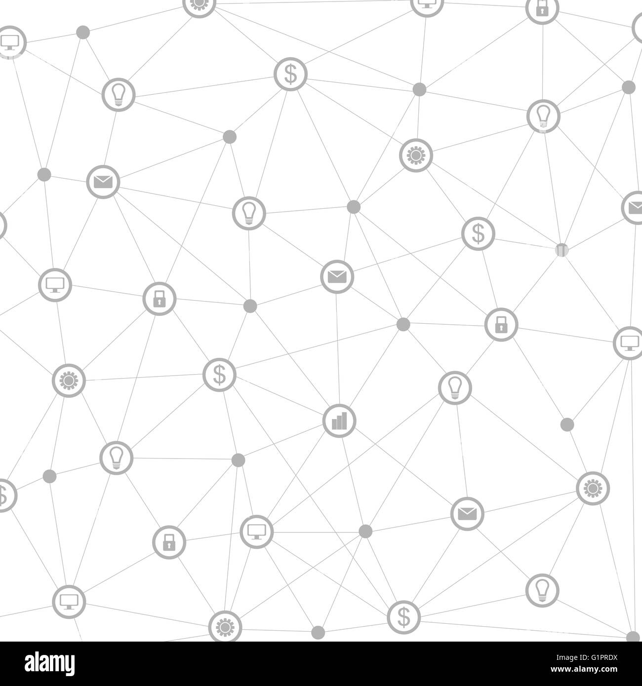 Light grey abstract background with communication icons. Vector dark network tech design Stock Vector