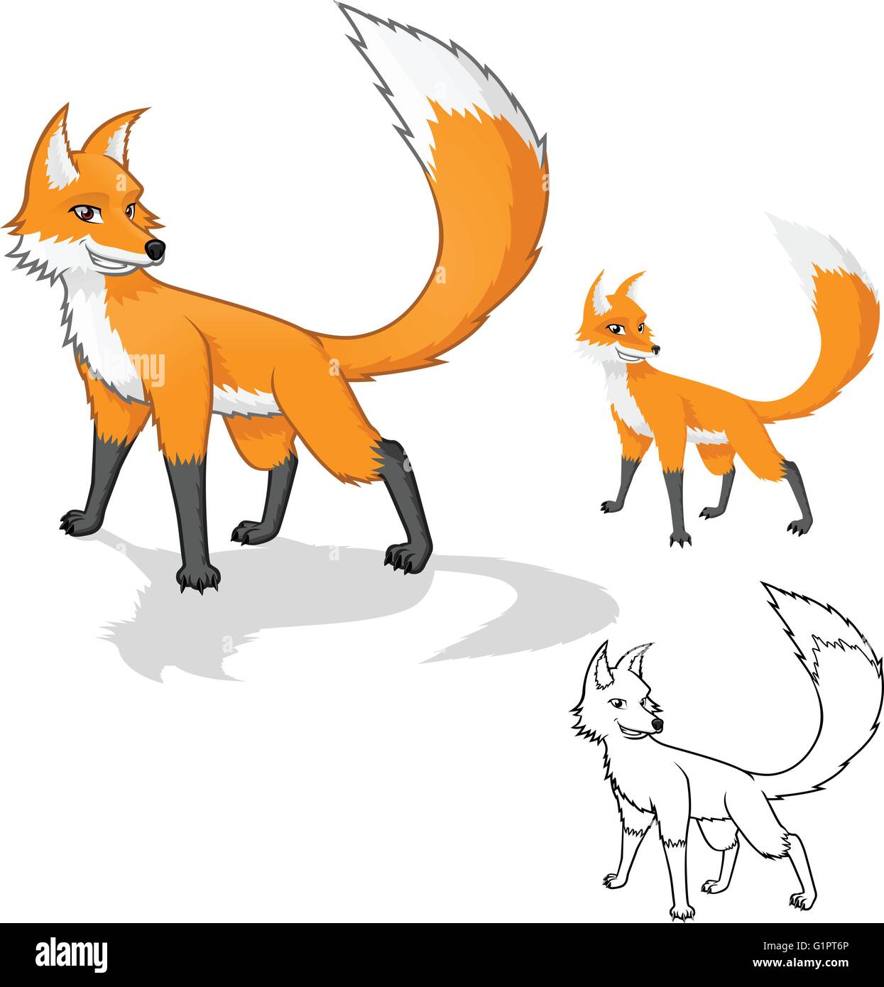 High Quality Fox Cartoon Character Vector Illustration Stock Vector