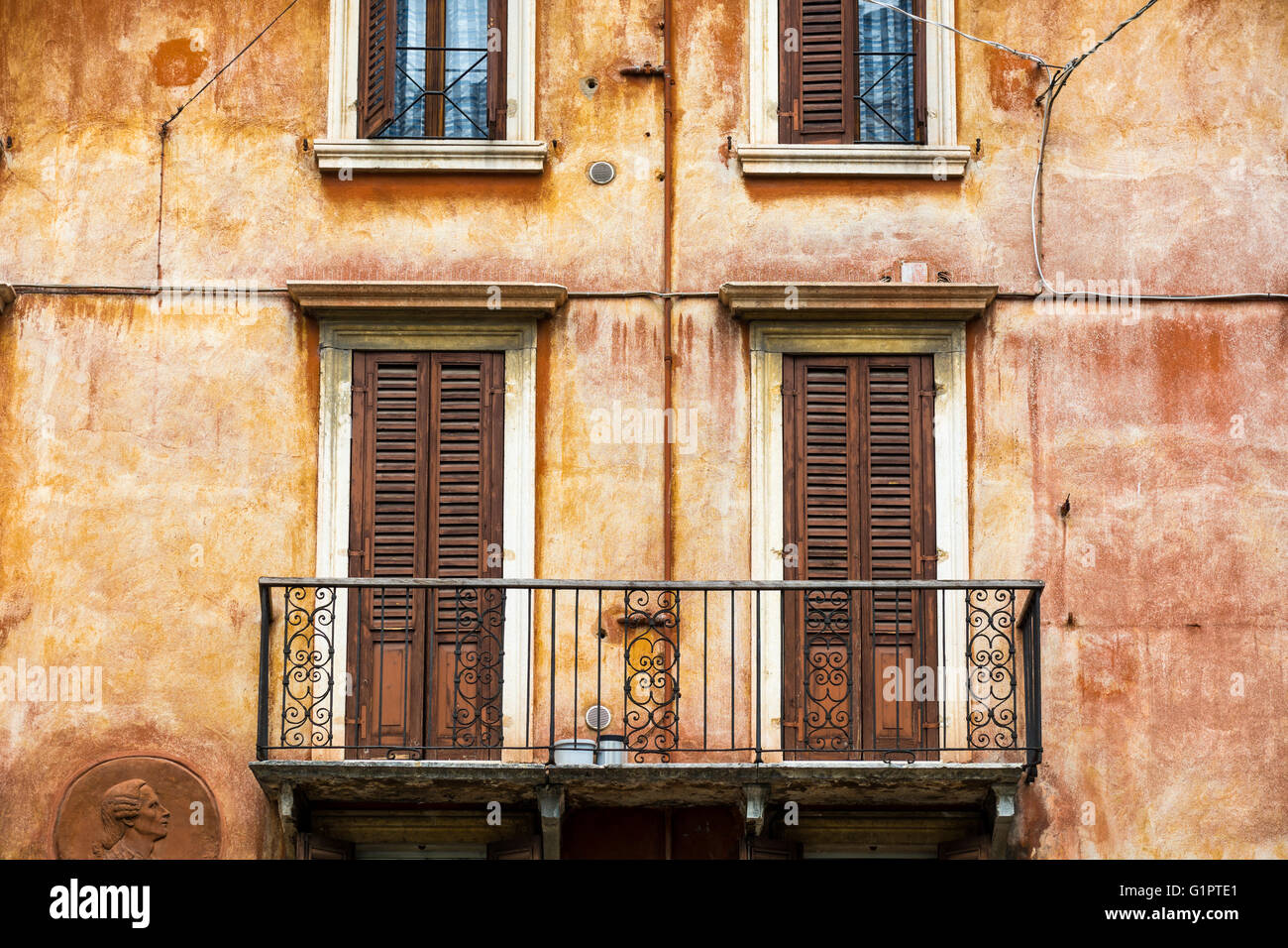 Balcony in Verona Italy Stock Photo
