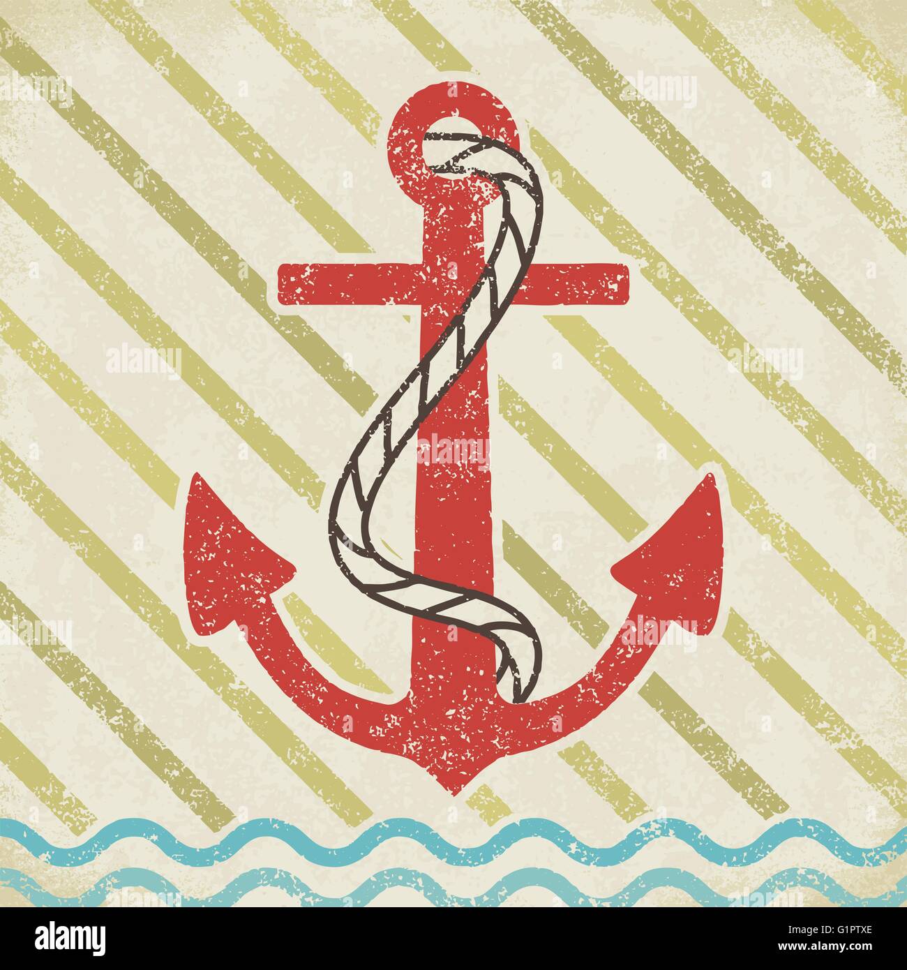 Anchor on grunge background vintage vector illustration 3 Stock Vector