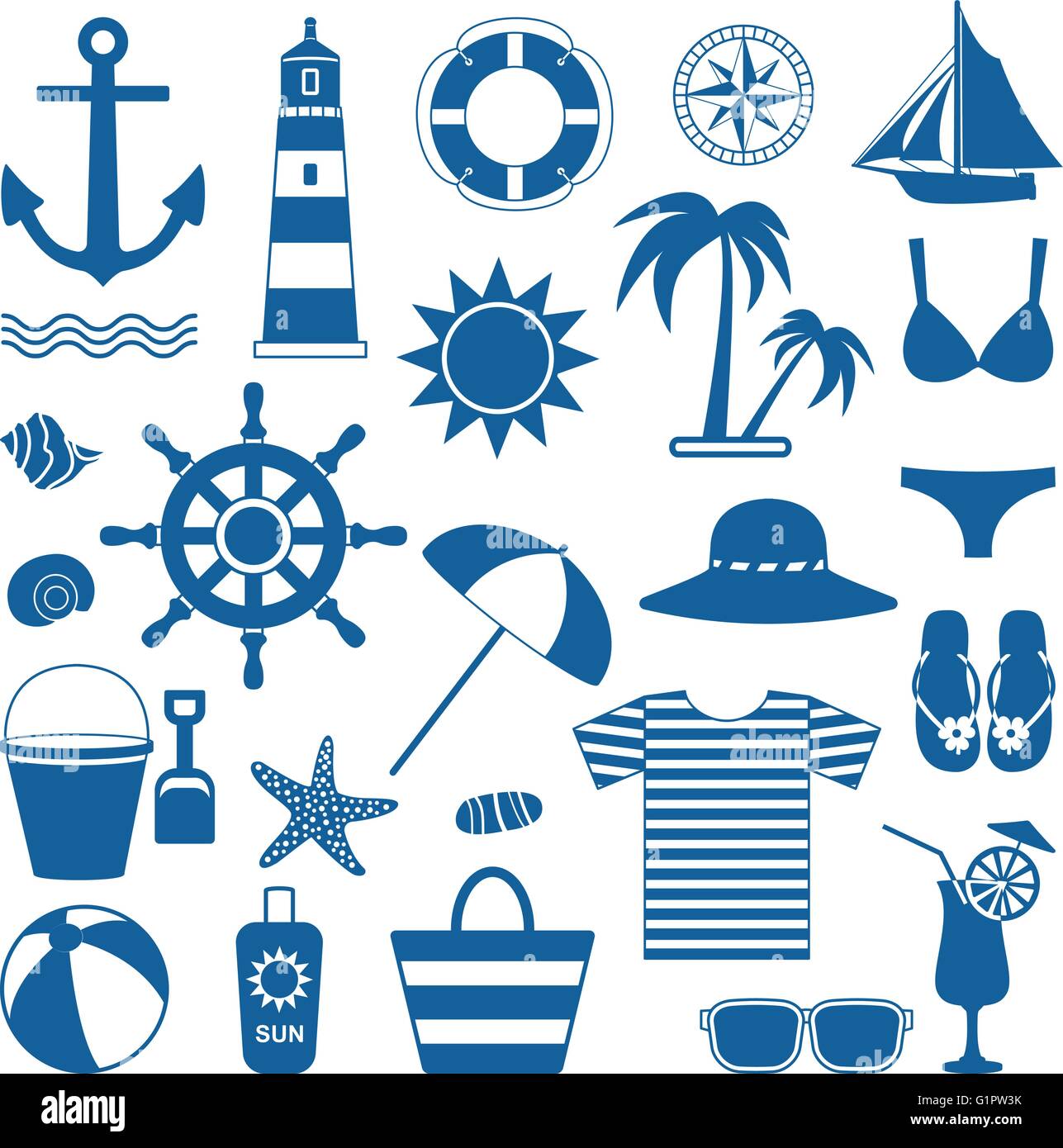 Sea symbols Stock Vector