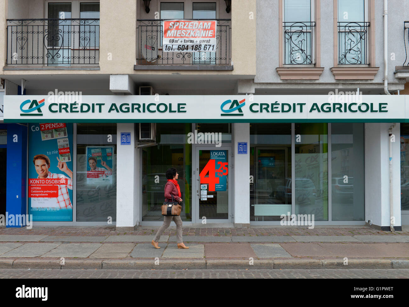 Bank Credit Agricole, Kolobrzeg, Poland Stock Photo