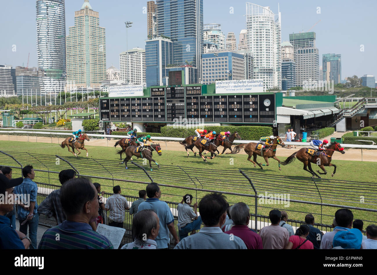 Horse Racing at the Royal Bangkok Sports Club in Bangkok Thailand Stock Photo