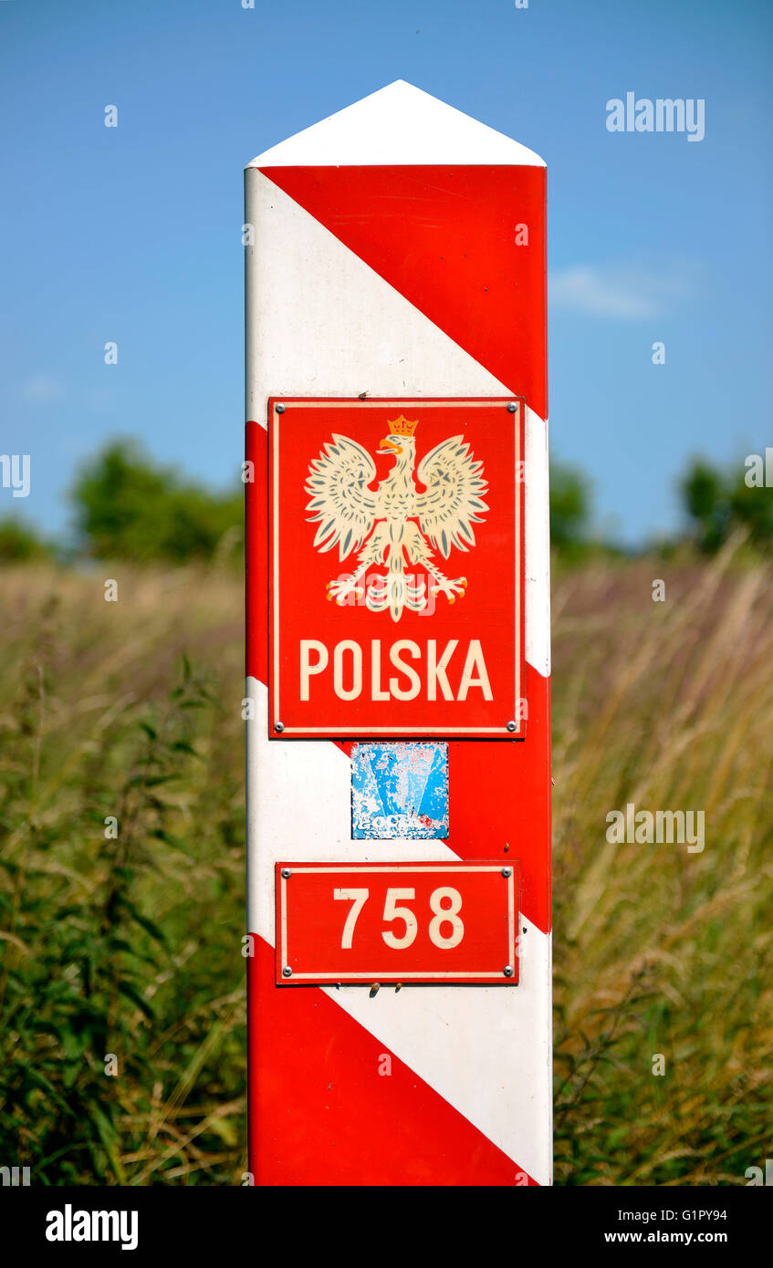 boundary post, Poland Stock Photo