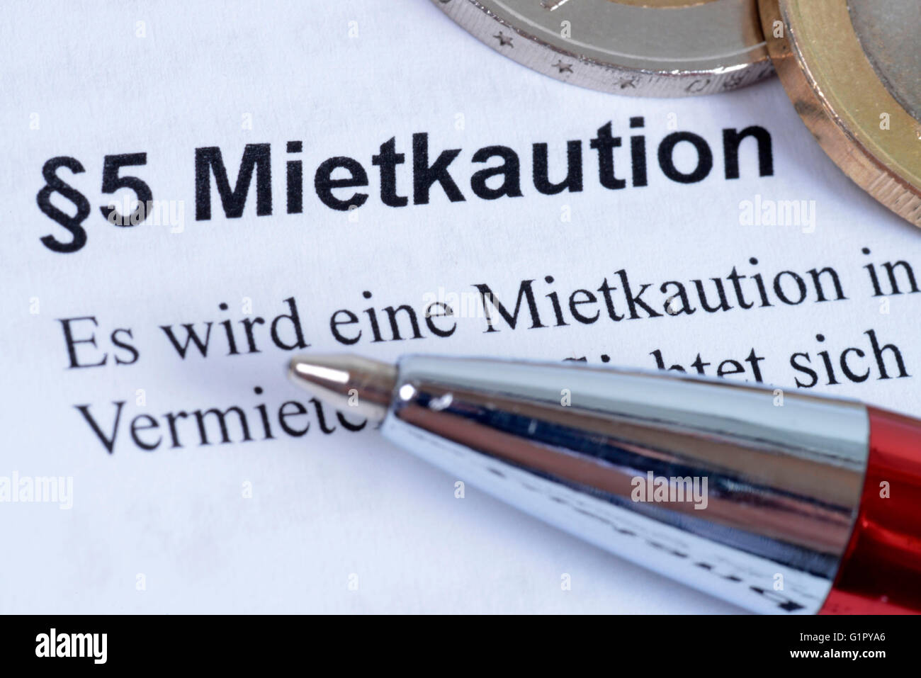 Mietvertrag Kaution Stock Photo