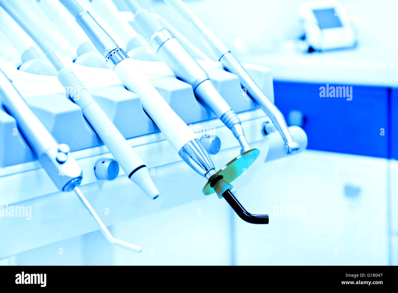 Professional Dentist tools in the dental office. Dental Hygiene and