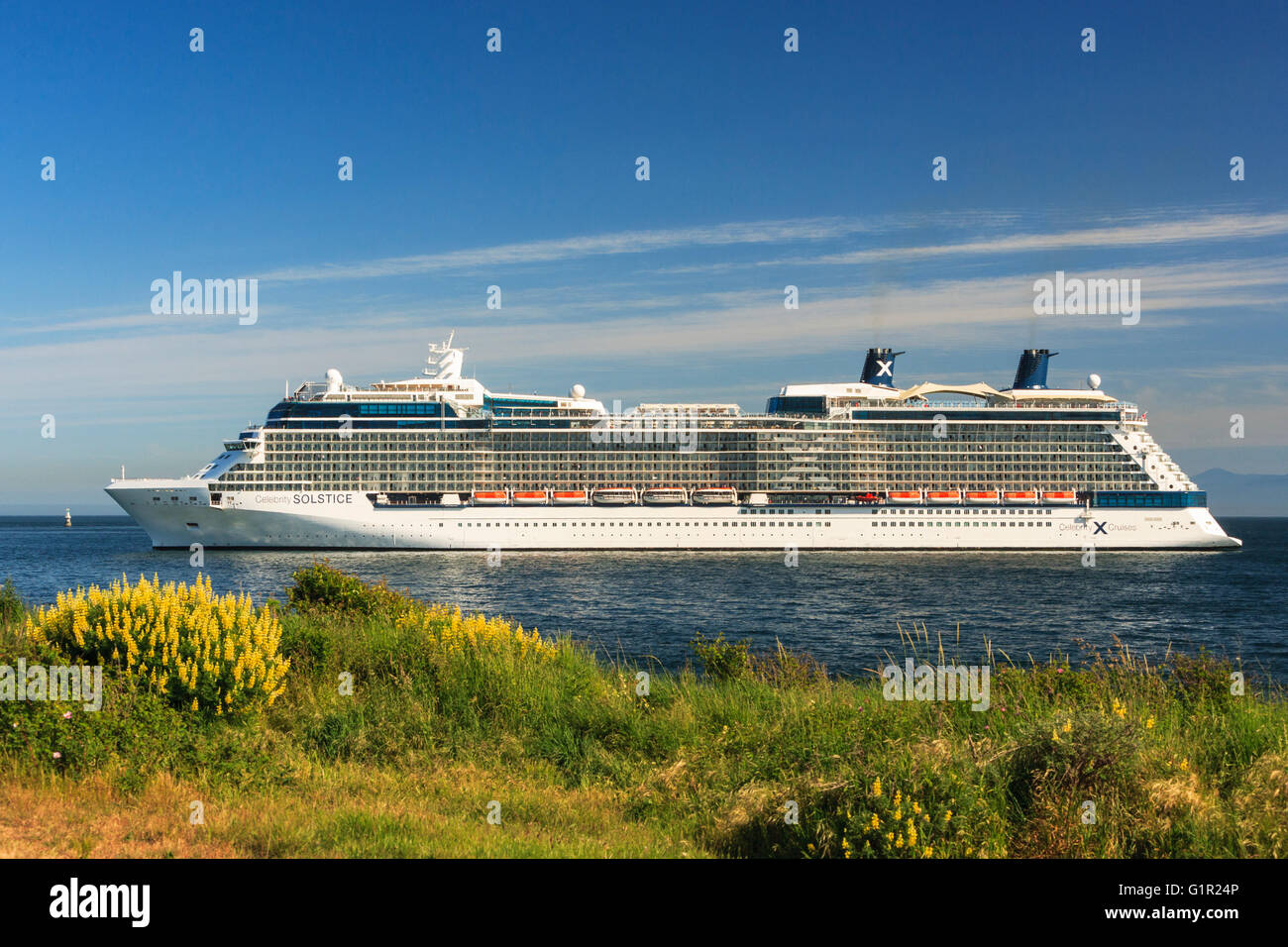 Luxury cruise ship Celebrity Solstice arriving at Port of VictoriaVictoria, British Columbia Luxury cruise ship Celebrity Solstice arriving at Port of VictoriaVictoria, British Columbia