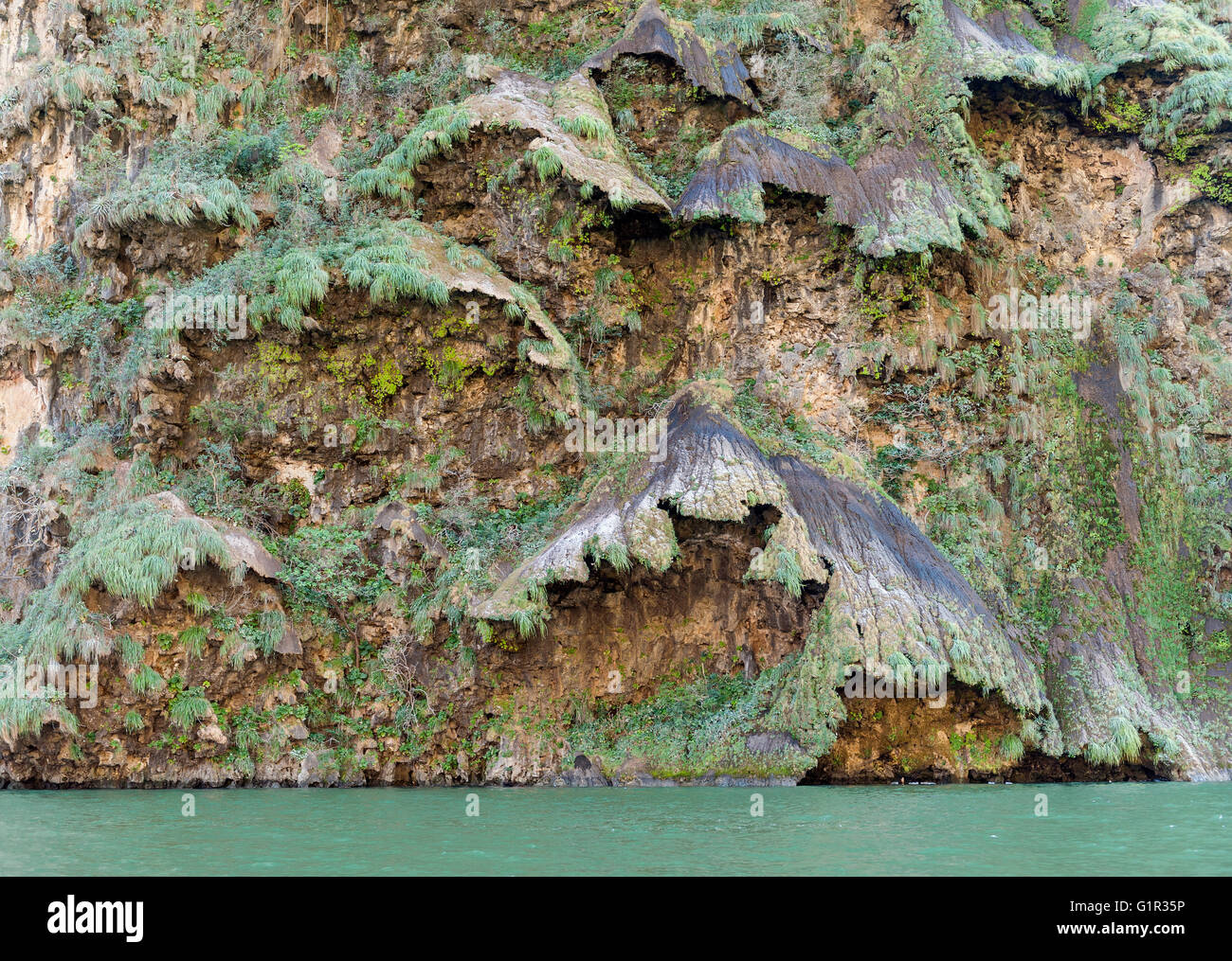 Christmas tree waterfall at Grijalva River, Mexico Stock Photo