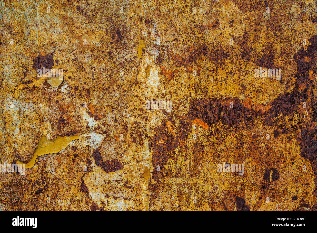 Obsolete piece of scrap metal corroding, texture of old rusty industrial steel plate surface Stock Photo