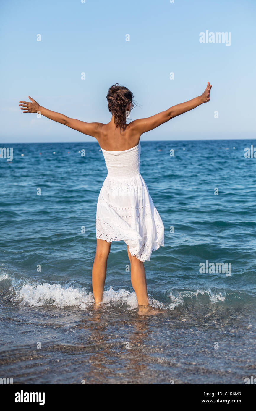Woman sea beach in hi-res stock photography and images - Alamy
