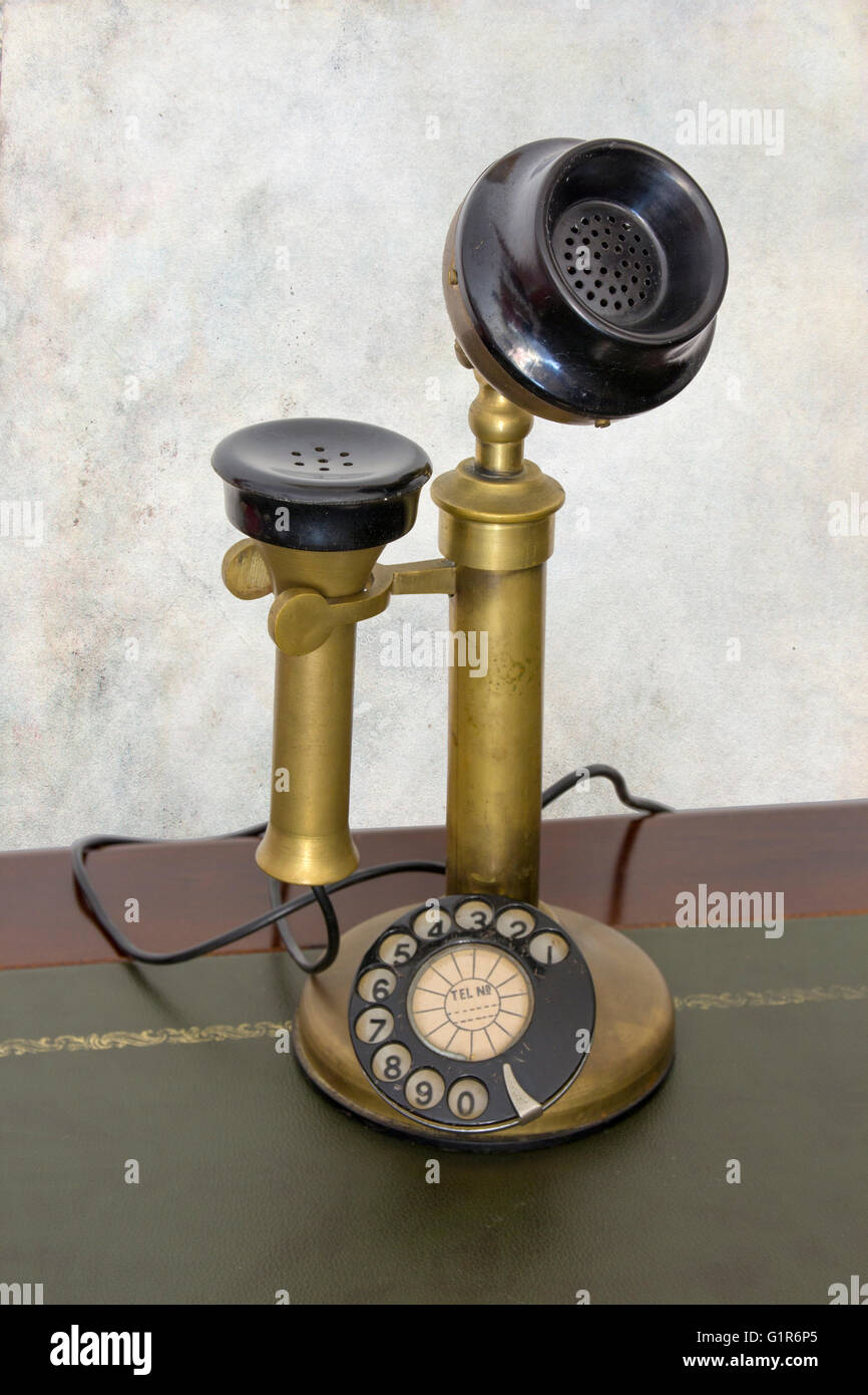 Antique vintage telephone. Rotary phone Stock Photo