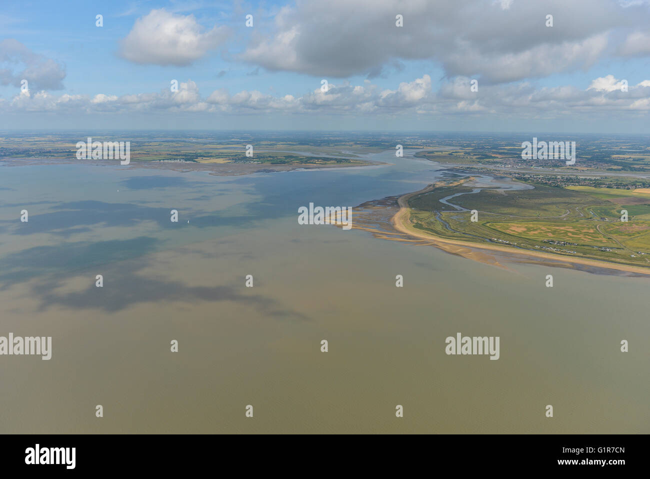 An aerial view of the River Blackwater Estuary, Essex Stock Photo