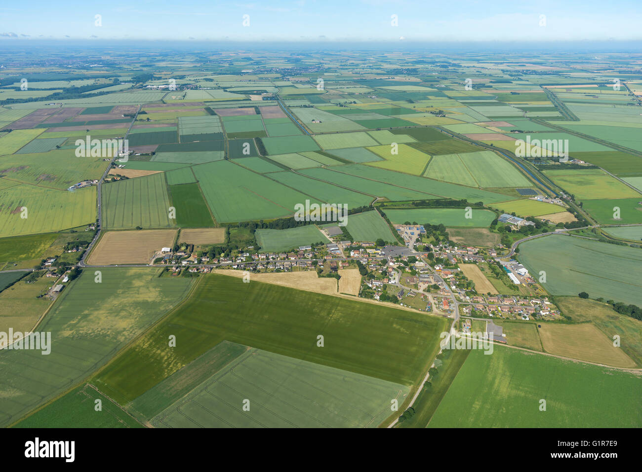 An aerial view of the Lincolnshire village of North Kyme and surrounding countryside Stock Photo