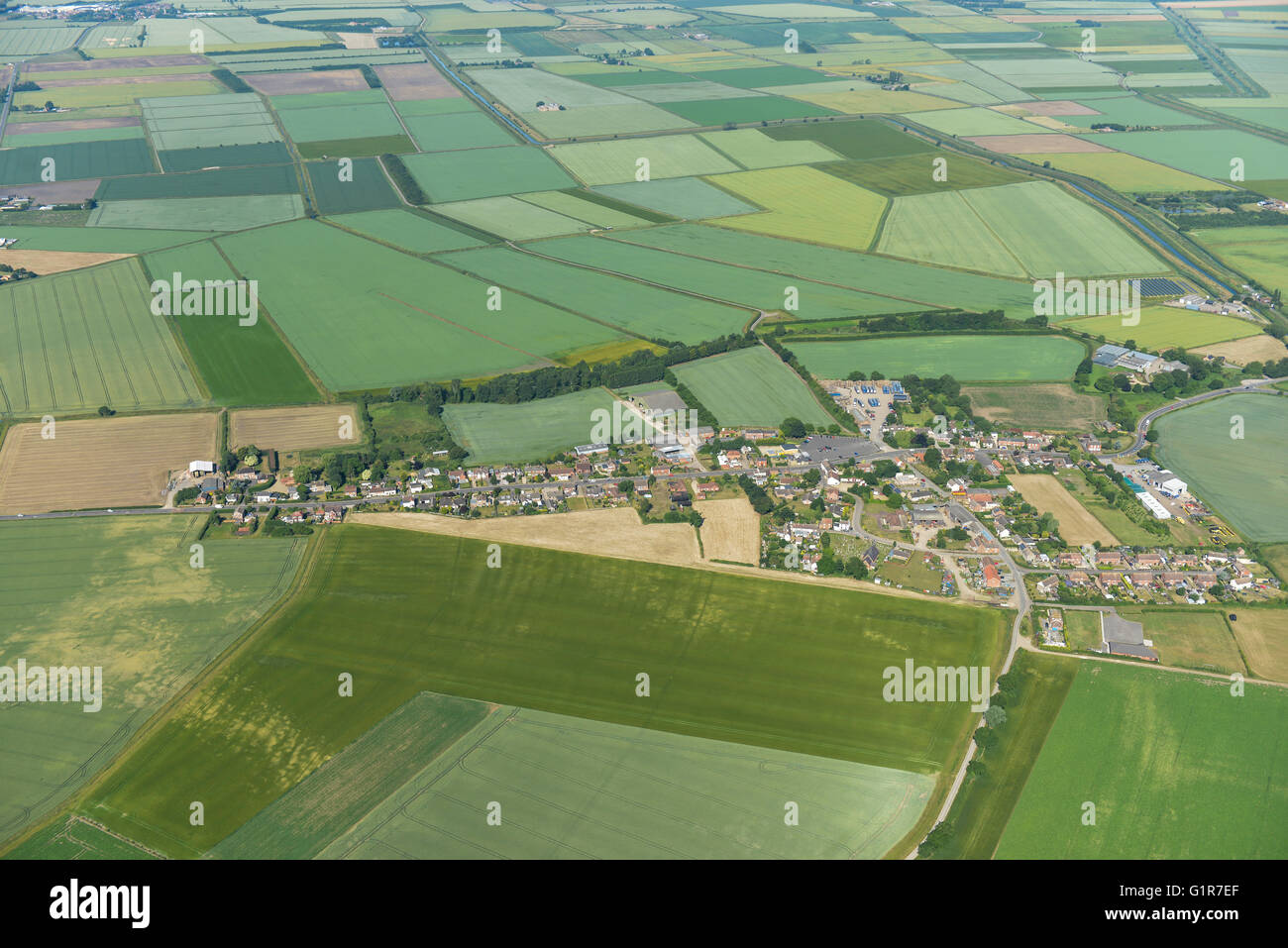 An aerial view of the Lincolnshire village of North Kyme and surrounding countryside Stock Photo