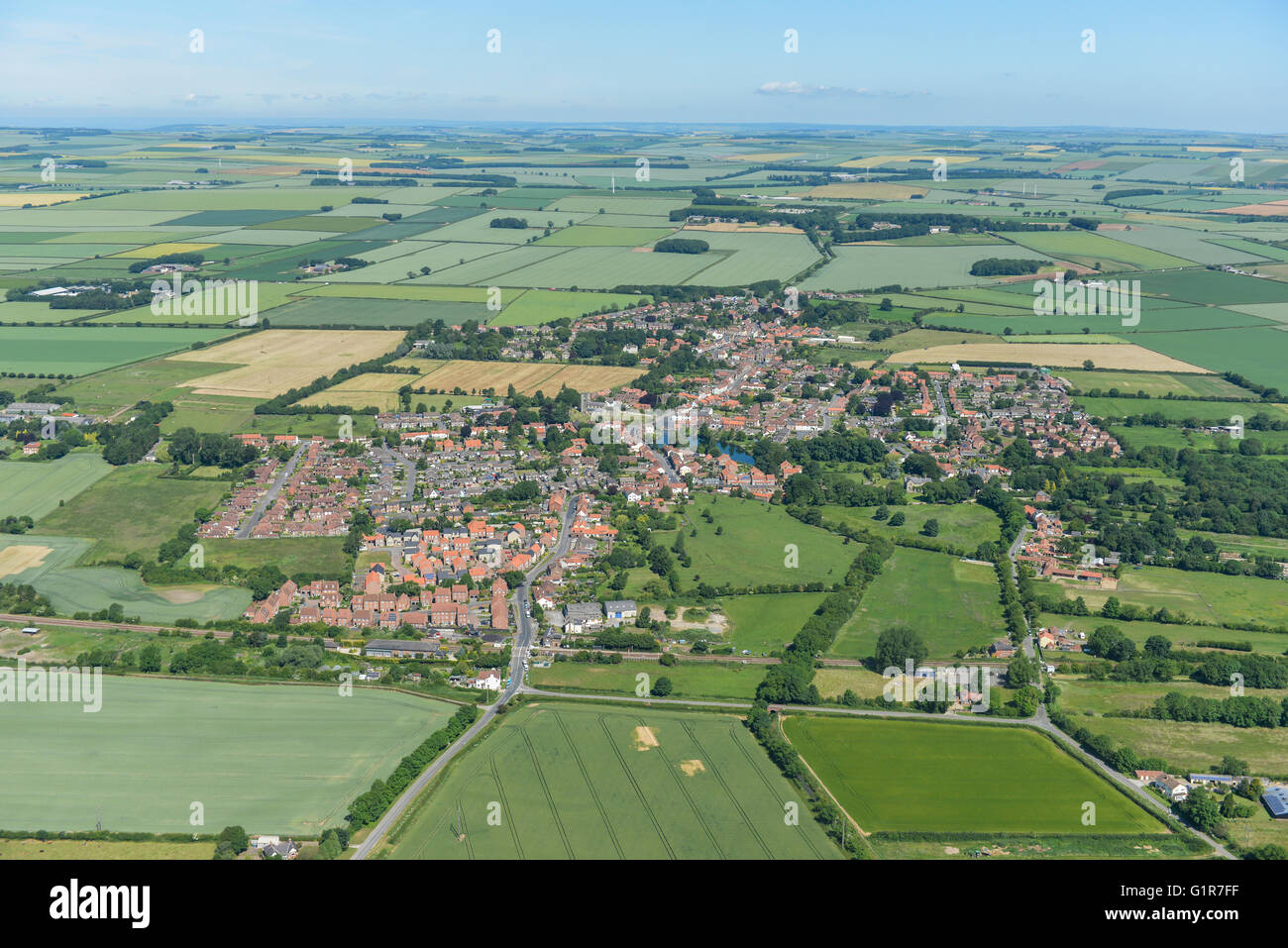An aerial view of the East Yorkshire village of Nafferton and surrounding countryside Stock Photo
