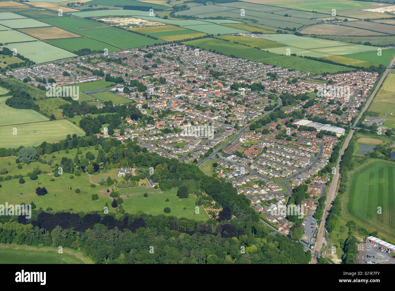 An aerial view of the Lincolnshire village of Metheringham and