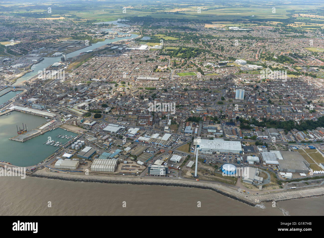 An aerial view of North Lowestoft, Suffolk Stock Photo