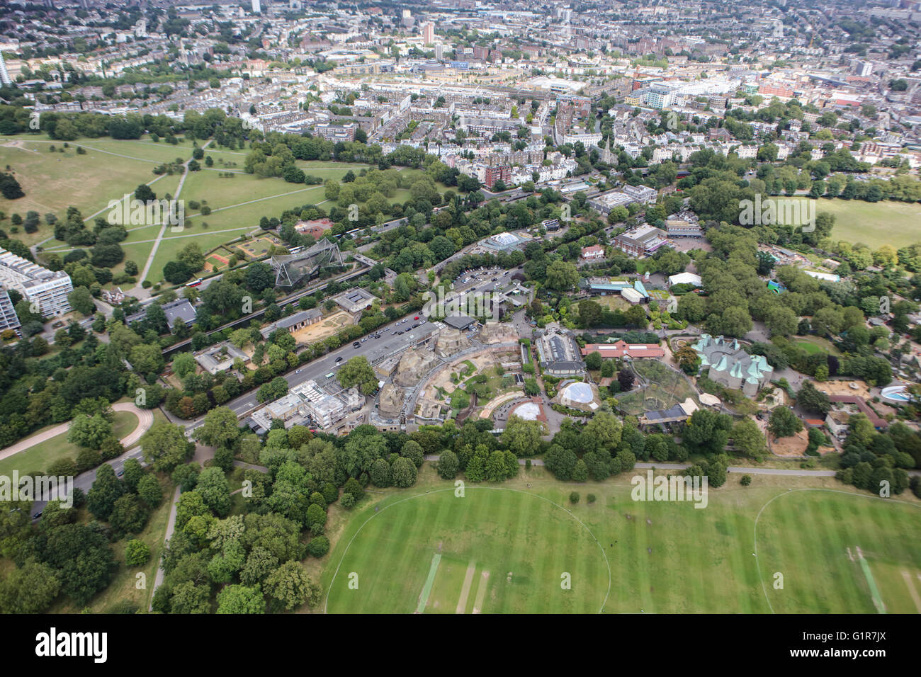 An aerial view of London Zoo, the worlds oldest Stock Photo