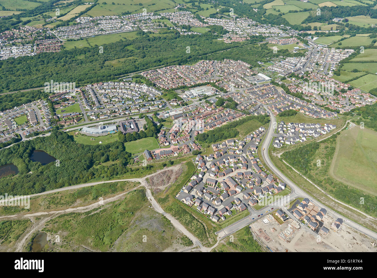 An aerial view of the Welsh settlement of Llanharan Stock Photo Alamy