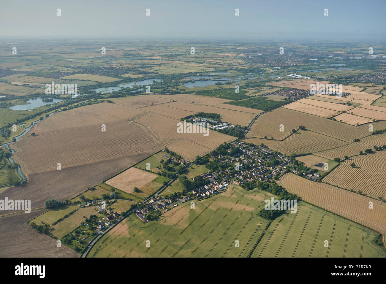 An aerial view of the village of Little Addington and surrounding ...