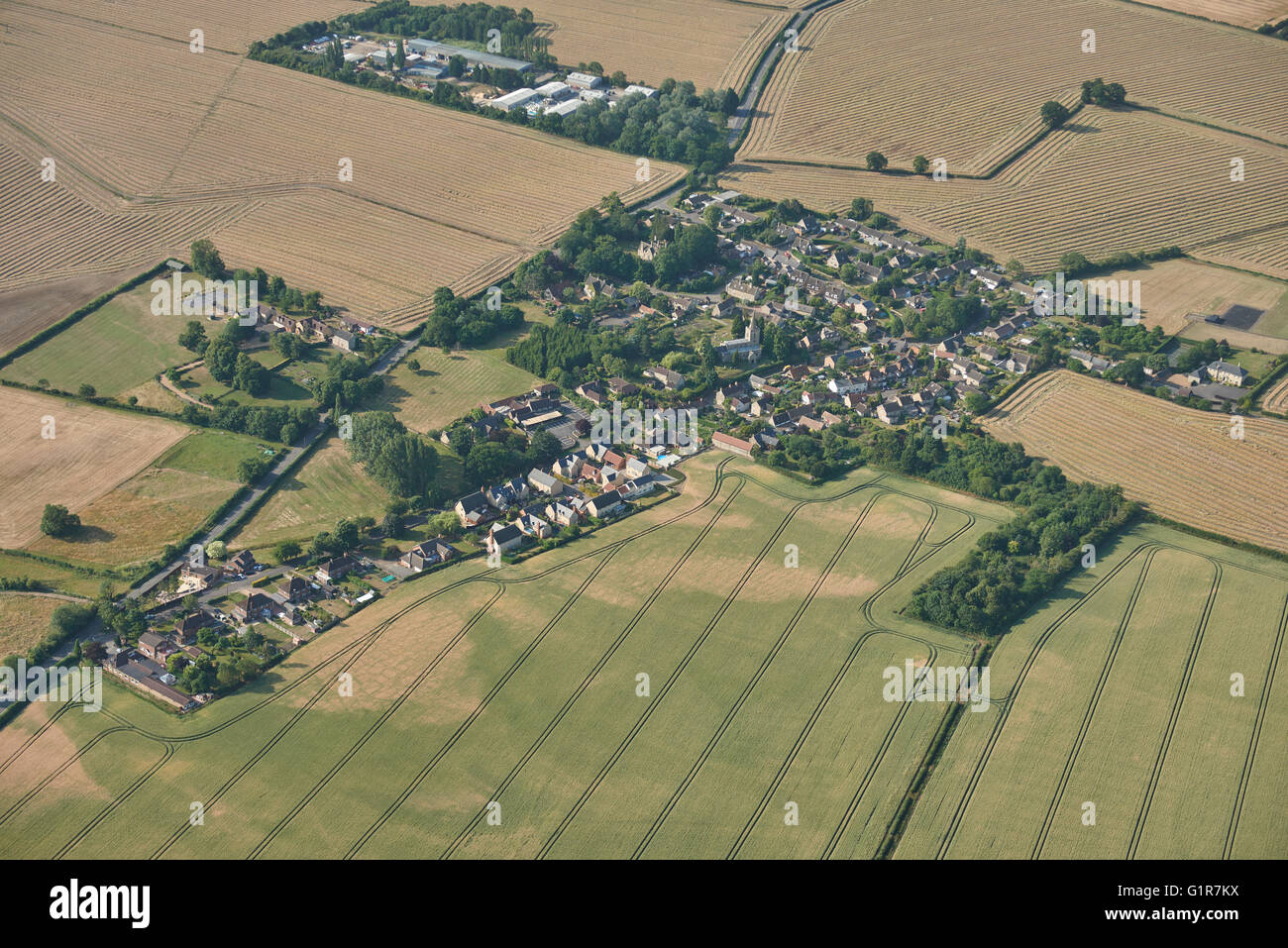An aerial view of the village of Little Addington and surrounding