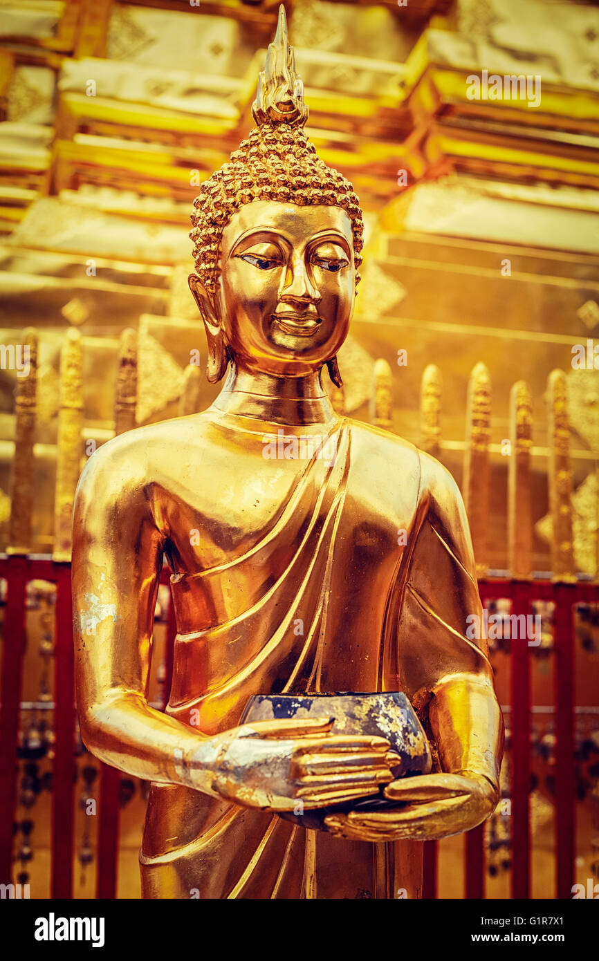 Gold Buddha statue in Wat Phra That Doi Suthep Stock Photo - Alamy