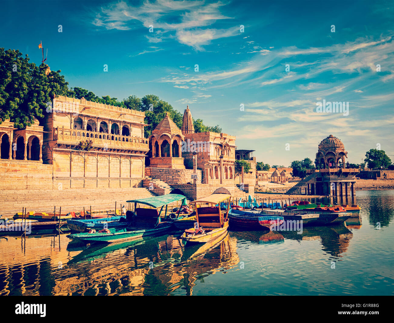 Gadi Sagar artificial lake. Jaisalmer, Rajasthan, India Stock Photo