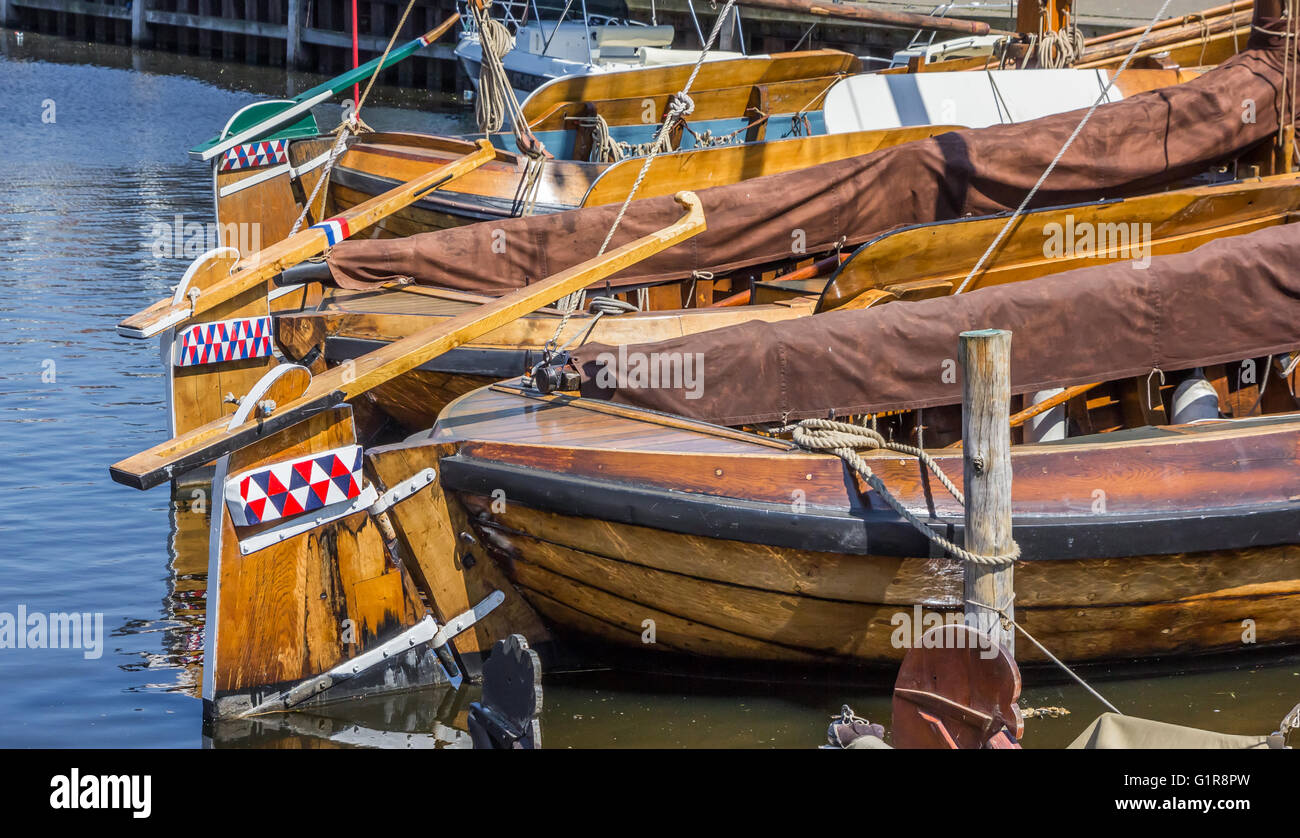 Wooden sailing ships in the harbor of Elburg, Netherlands Stock Photo