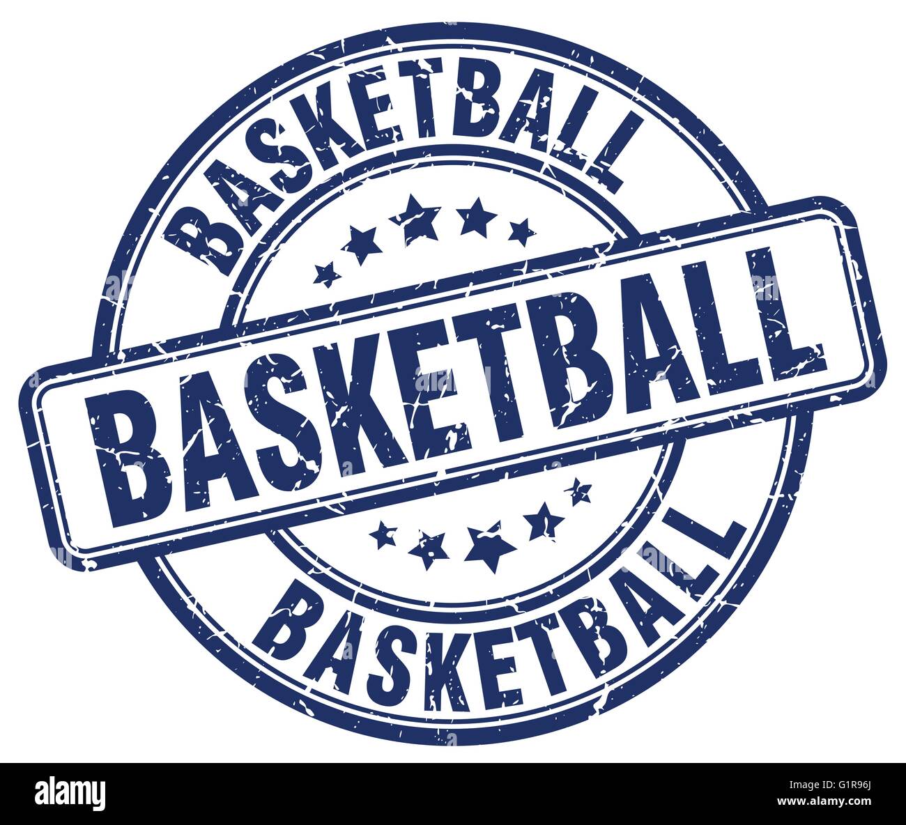 basketball blue grunge round vintage rubber stamp Stock Vector Image ...