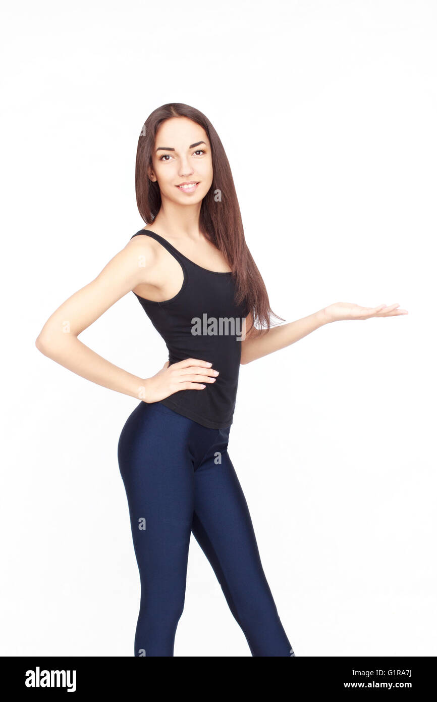 Portrait of smiling fitness young woman Stock Photo - Alamy