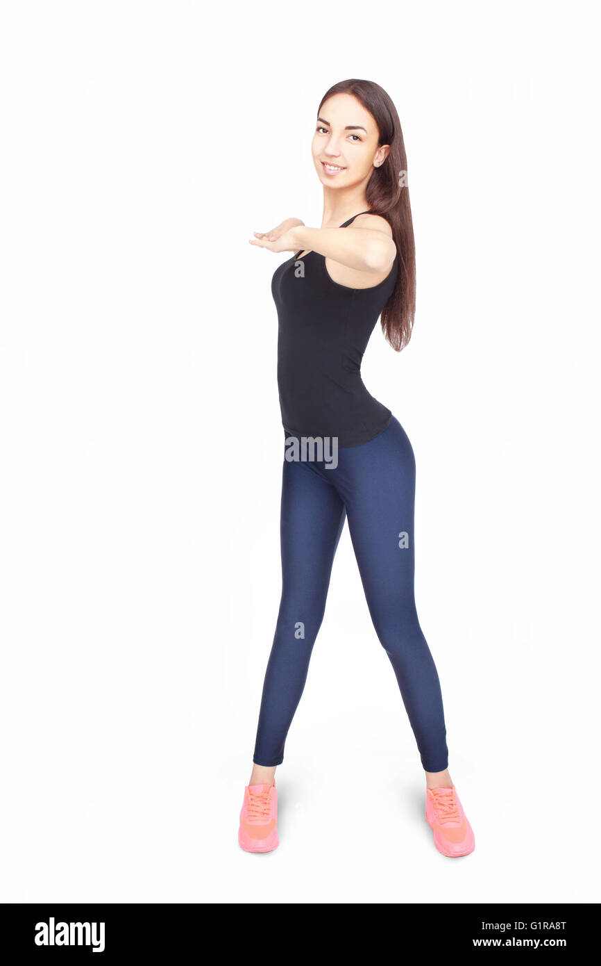 Portrait of smiling fitness young woman Stock Photo - Alamy