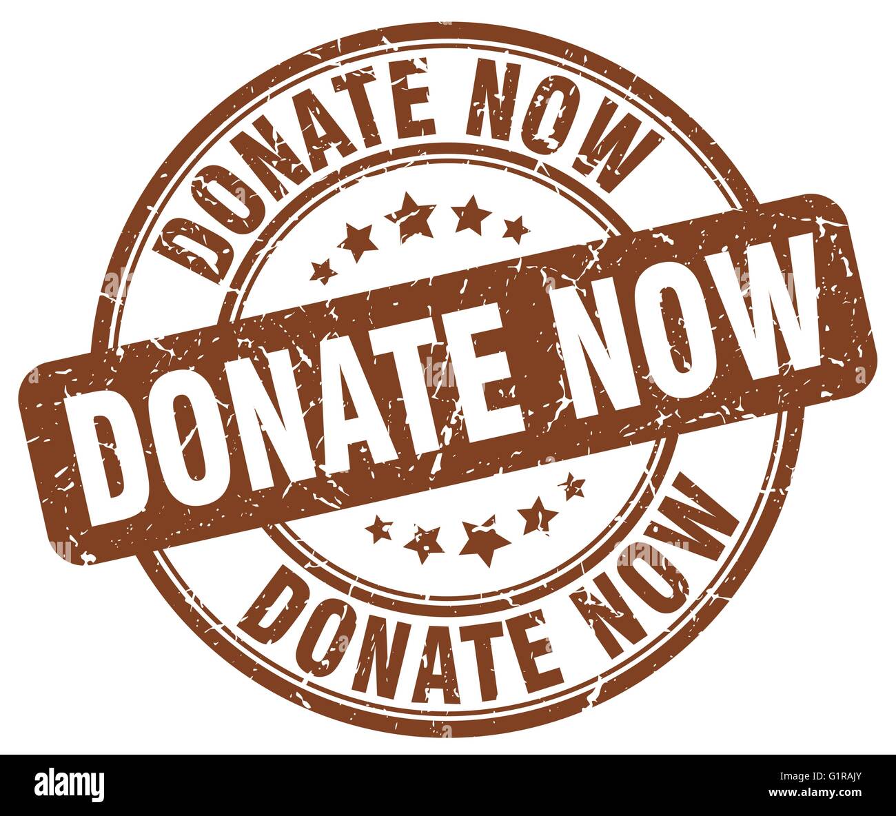 donate now brown grunge round vintage rubber stamp Stock Vector Image ...