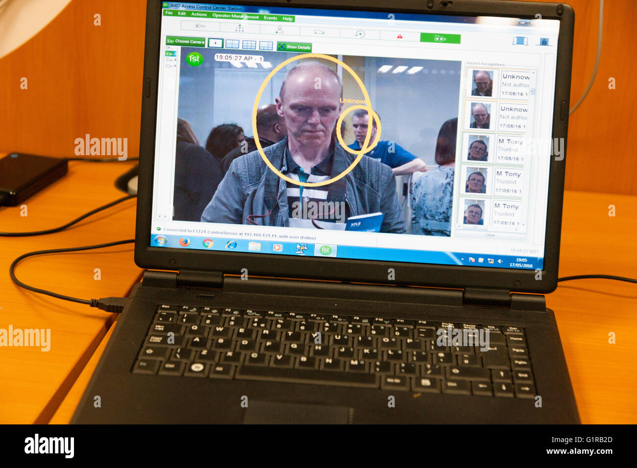 Facial Recognition research equipment display during Open Day at the National Physical Laboratory (NPL), Teddington. London. UK. Stock Photo