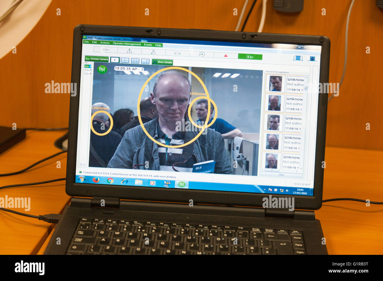 Facial Recognition research equipment display during Open Day at the National Physical Laboratory (NPL), Teddington. London. UK. Stock Photo