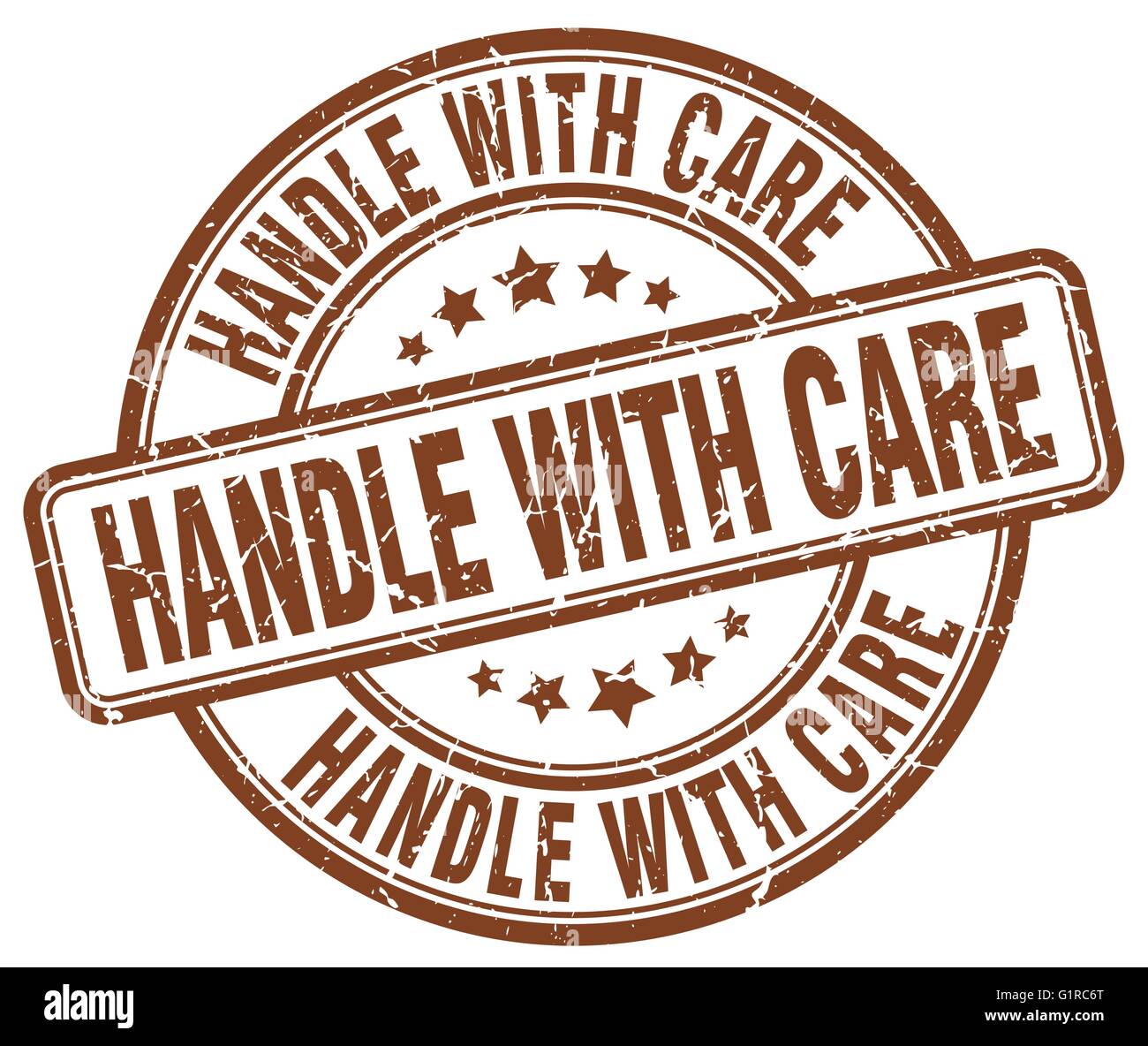 handle with care brown grunge round vintage rubber stamp Stock Vector ...