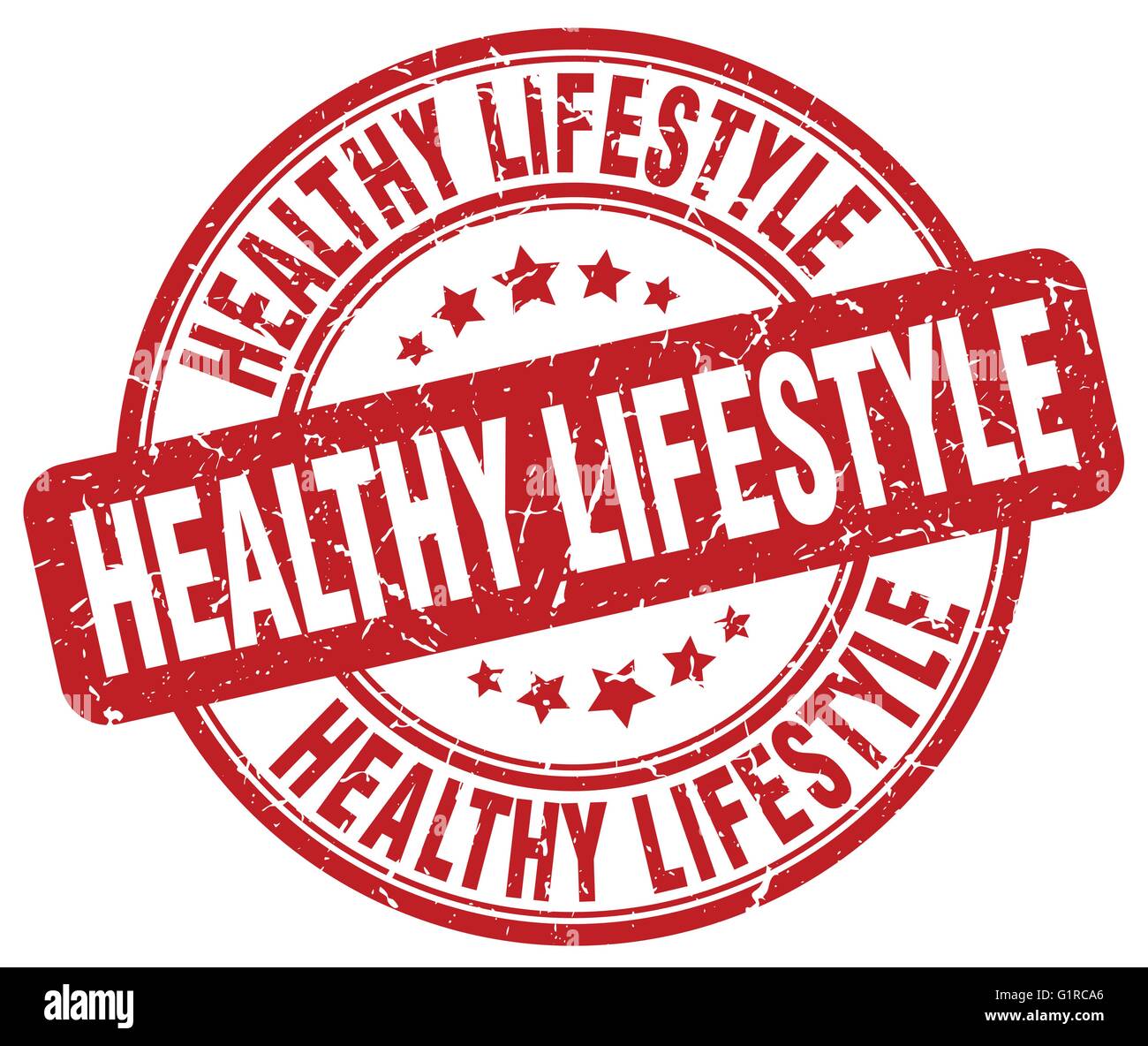 healthy lifestyle red grunge round vintage rubber stamp Stock Vector ...