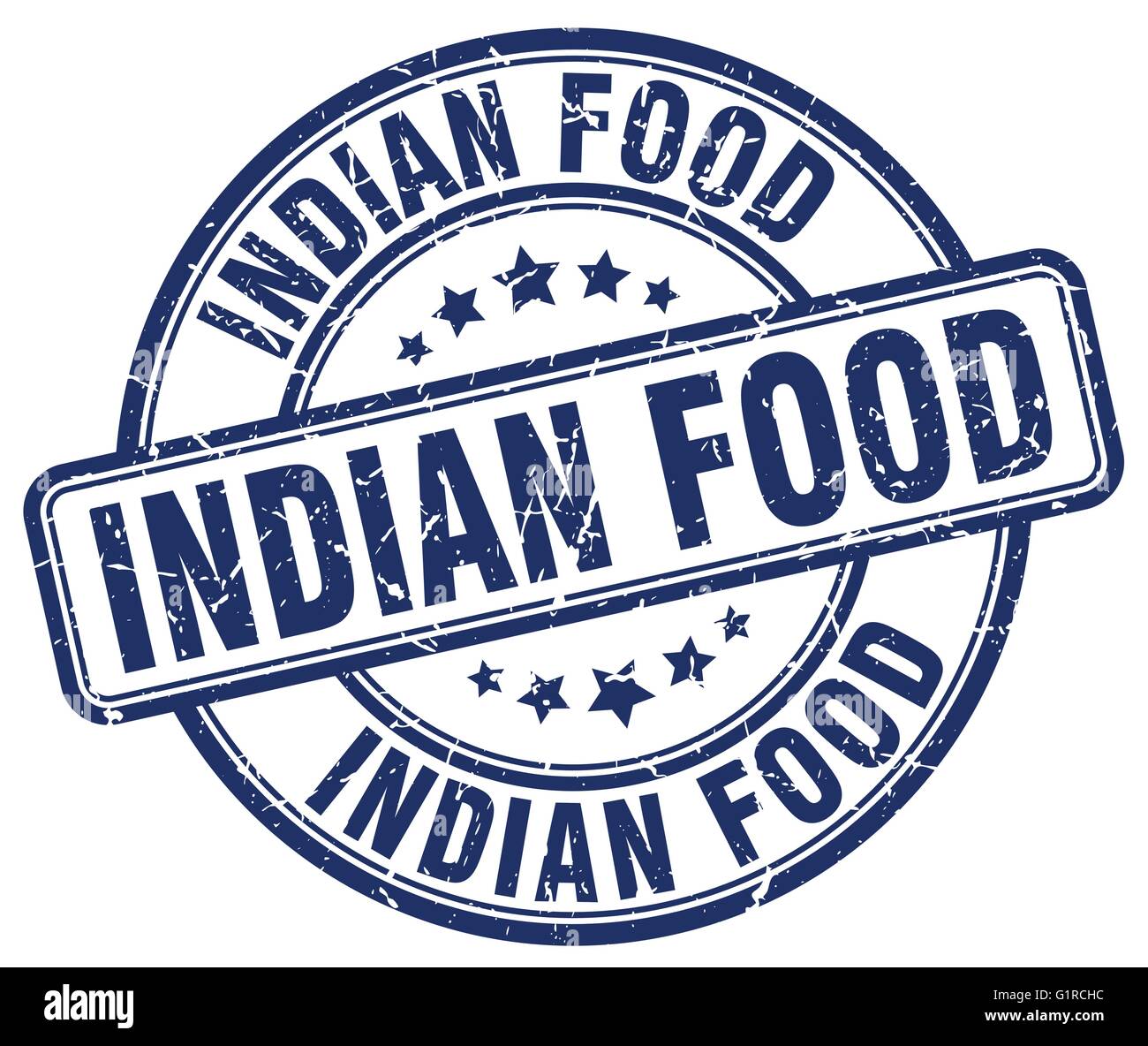 indian food blue grunge round vintage rubber stamp Stock Vector Image ...