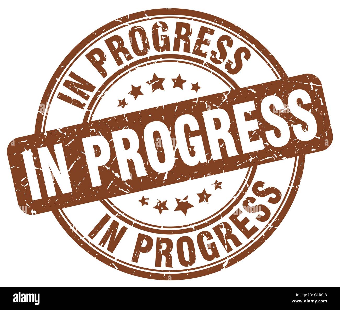 in progress brown grunge round vintage rubber stamp Stock Vector Image ...