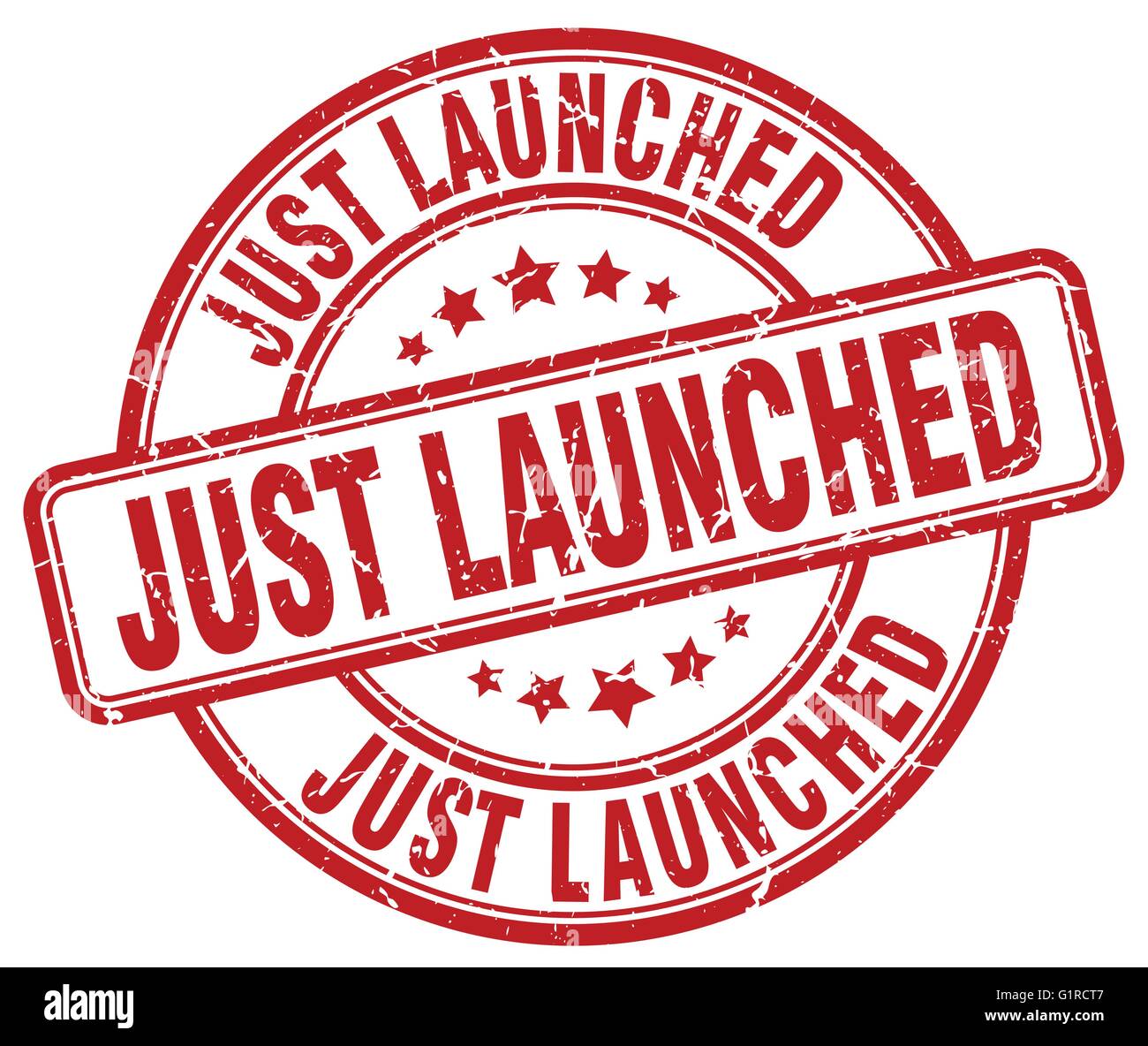 just launched red grunge round vintage rubber stamp Stock Vector Image ...