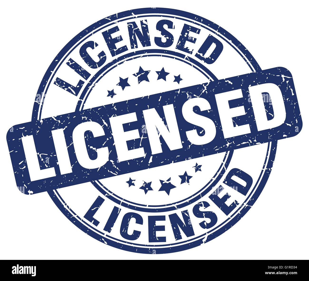 licensed blue grunge round vintage rubber stamp Stock Vector Image ...