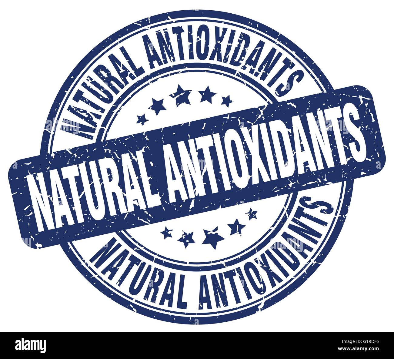 natural antioxidants blue grunge round vintage rubber stamp Stock ...