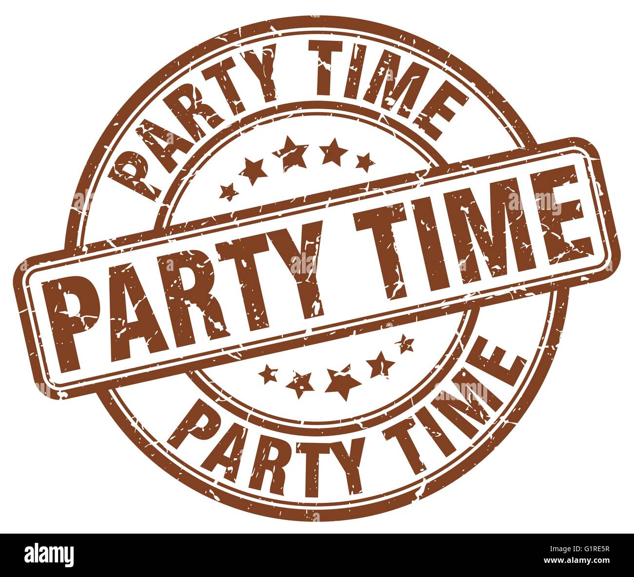 party time brown grunge round vintage rubber stamp Stock Vector Image ...