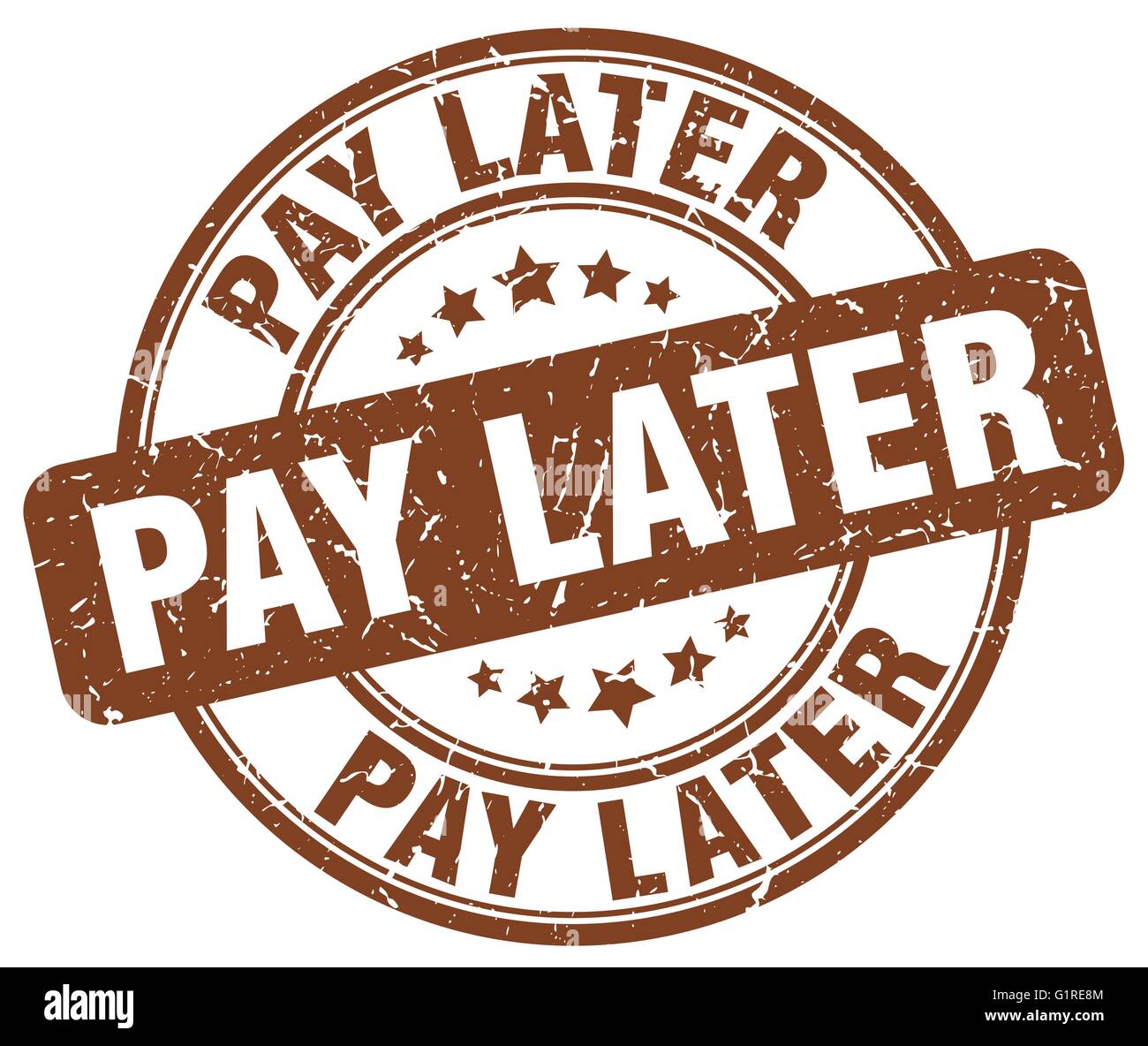 pay later brown grunge round vintage rubber stamp Stock Vector Image ...