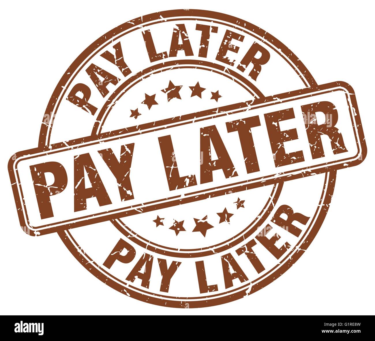pay later brown grunge round vintage rubber stamp Stock Vector Image ...