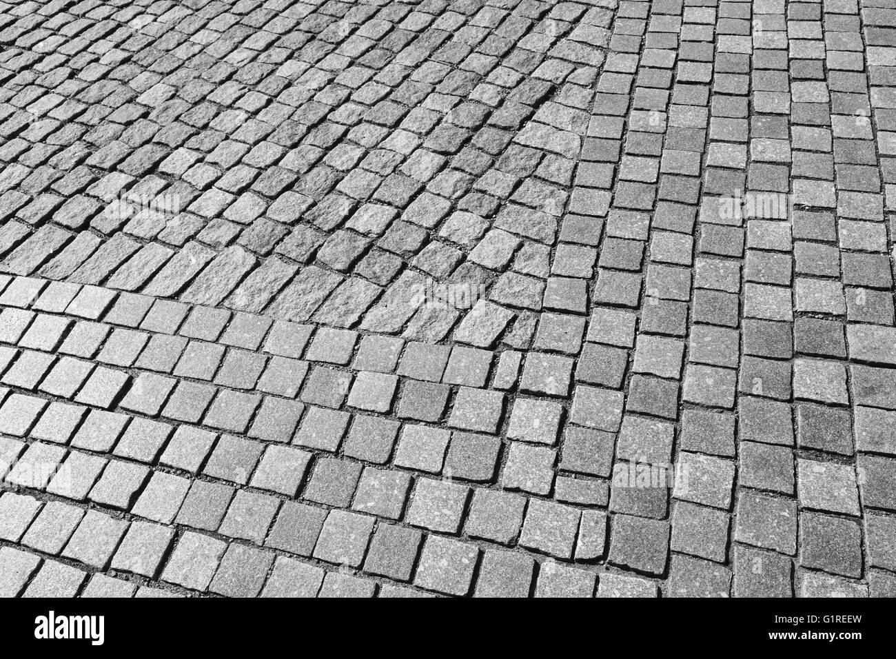 Gray cobblestone pavement pattern, background photo texture Stock Photo