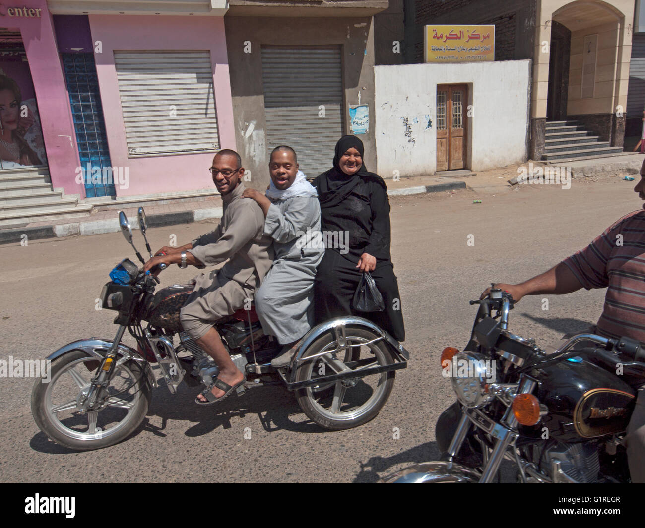 Getting around on a motorbike in Luxor, Egypt Stock Photo Alamy