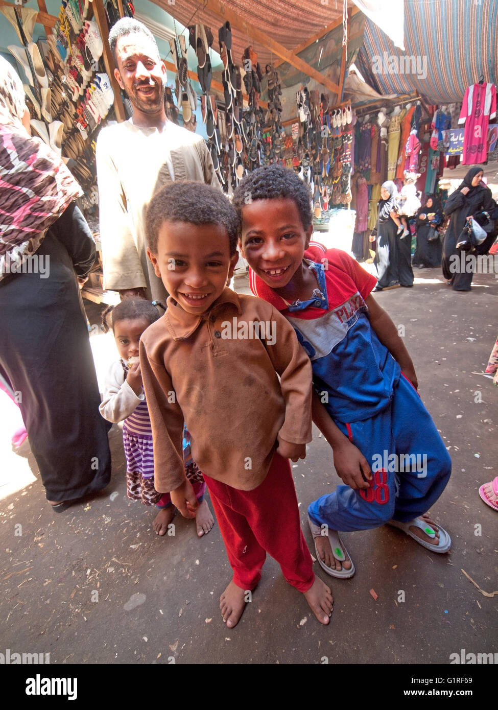 Young boys in a backstreet of Luxor, Egypt Stock Photo Alamy